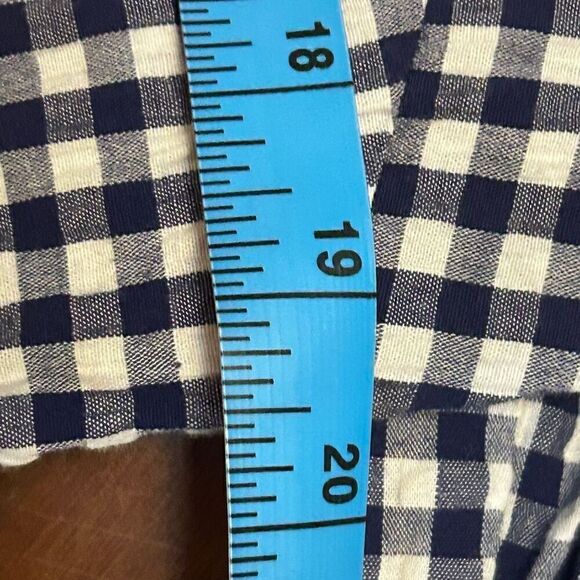 Kut from the Kloth women's button up navy gingham print v-neck long sleeve shirt - Picture 7 of 7